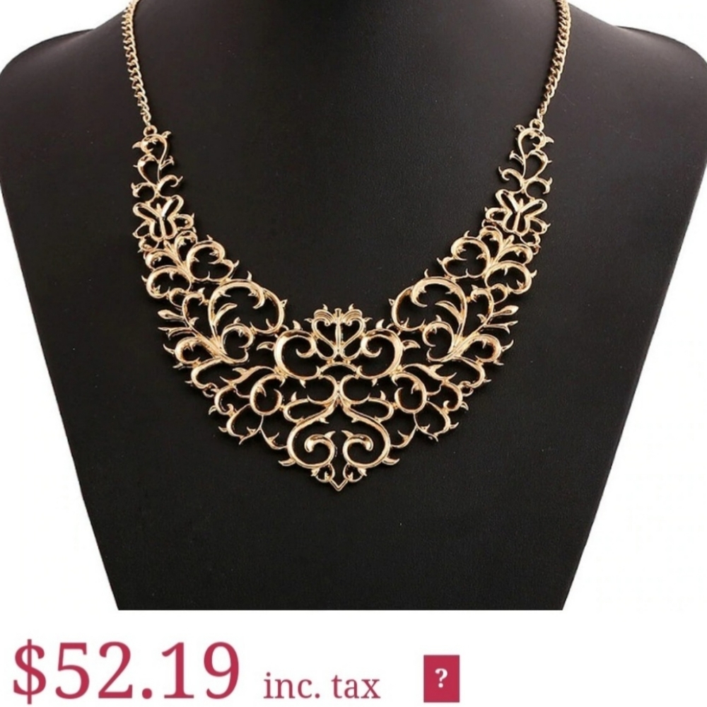 Gold Filigree Baroque Bib Necklace